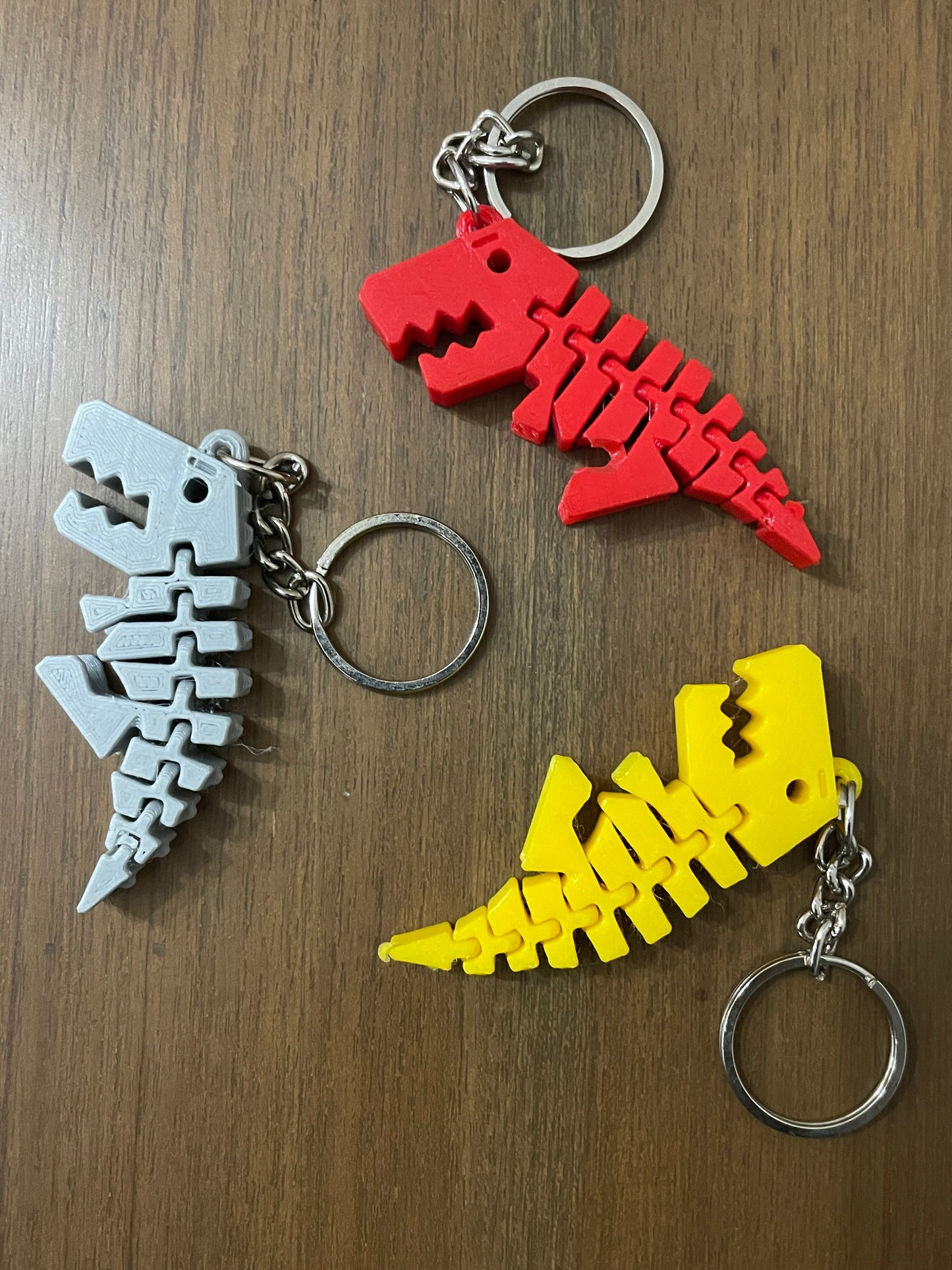 3D Printed Keychain (Set of 3) | Articulating Dinosaur Keychain | Hexentrix 3D