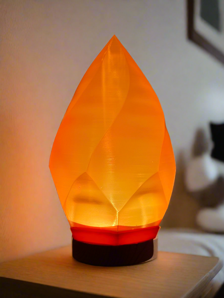 3D Printed Flame Lamp | Orange Lamp RGB LED with Remote | Hexentrix 3D