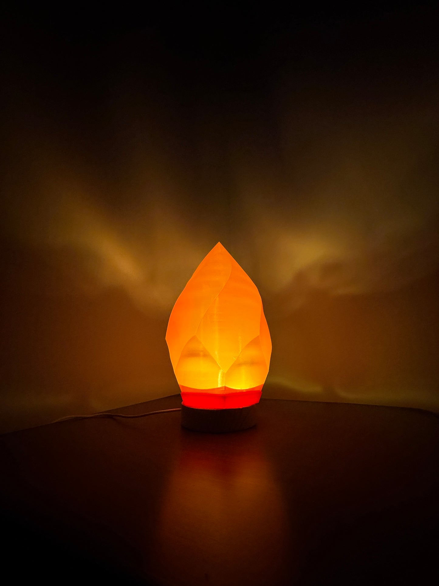 3D Printed Flame Lamp | Orange Lamp RGB LED with Remote | Hexentrix 3D