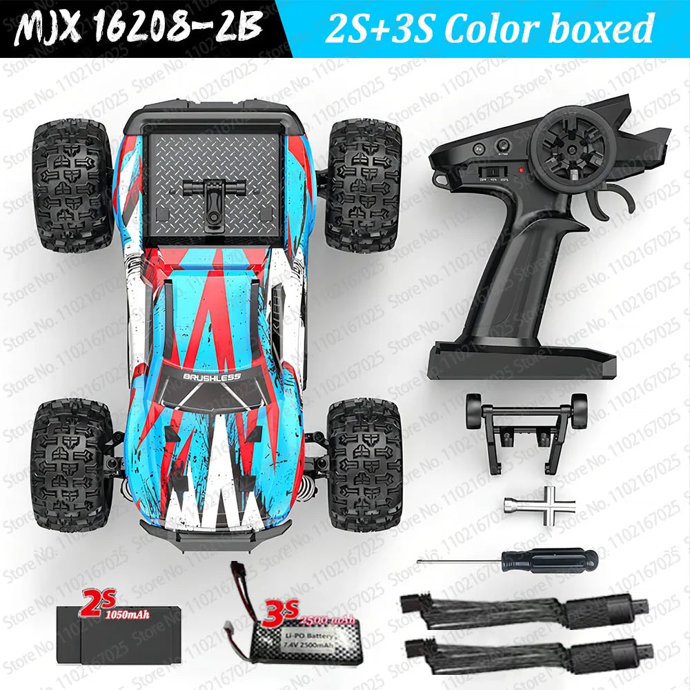 High-Speed Brushless 4WD RC Pickup - MJX 1/16 Off-Road Adventure