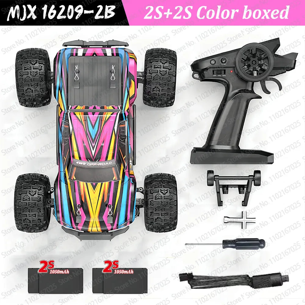 High-Speed Brushless 4WD RC Pickup - MJX 1/16 Off-Road Adventure