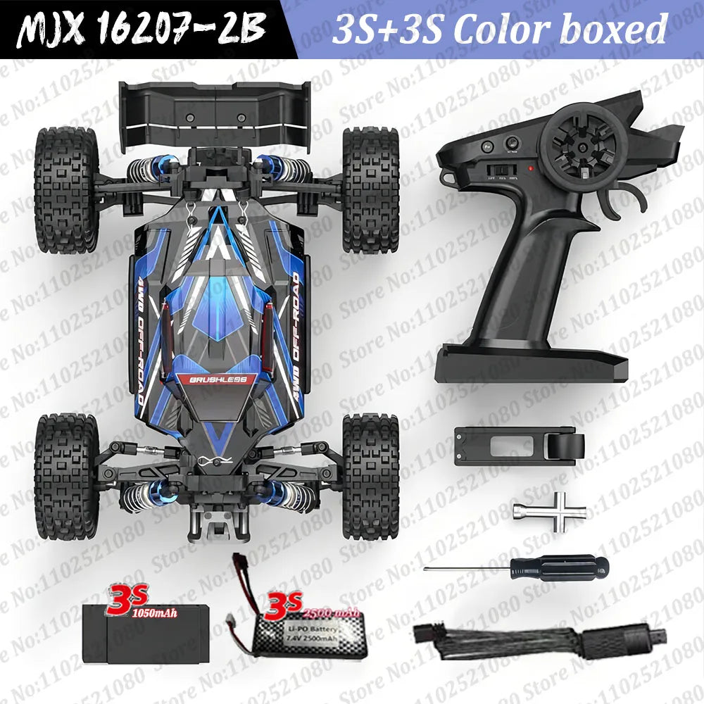 High-Speed Brushless 4WD RC Pickup - MJX 1/16 Off-Road Adventure