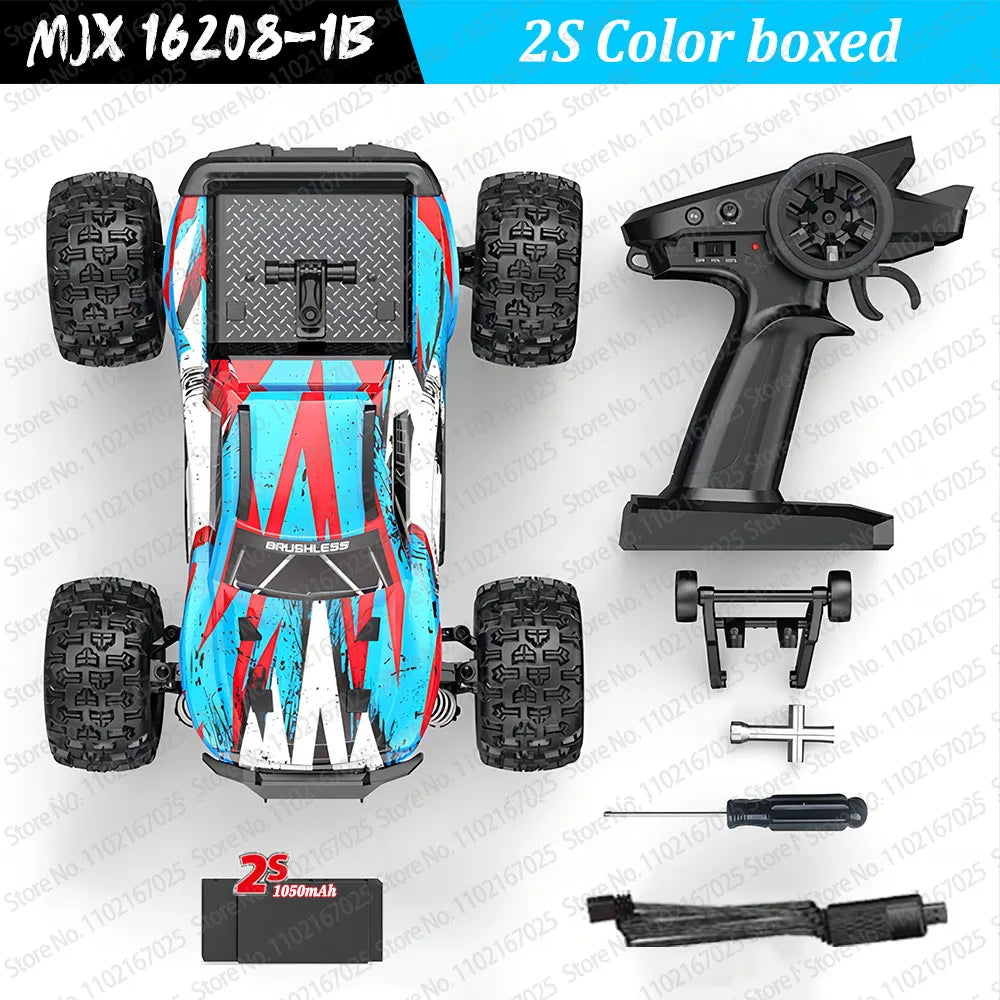 High-Speed Brushless 4WD RC Pickup - MJX 1/16 Off-Road Adventure