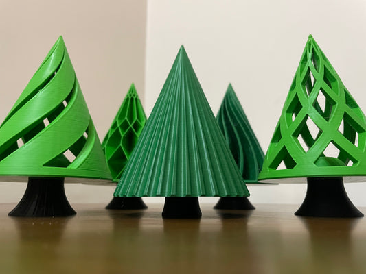 3D Printed Mini Christmas Trees (Set of 5) | Home Decor | Hexentrix 3D