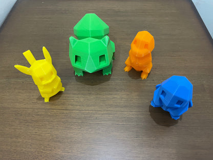 3D Printed Pokemon | Low Poly Show Piece (Set of 4) | Hexentrix 3D