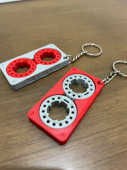 3D Printed Cassette Keychain (Set of 2 - Random Colours) | Articulating Keychain | Hexentrix 3D