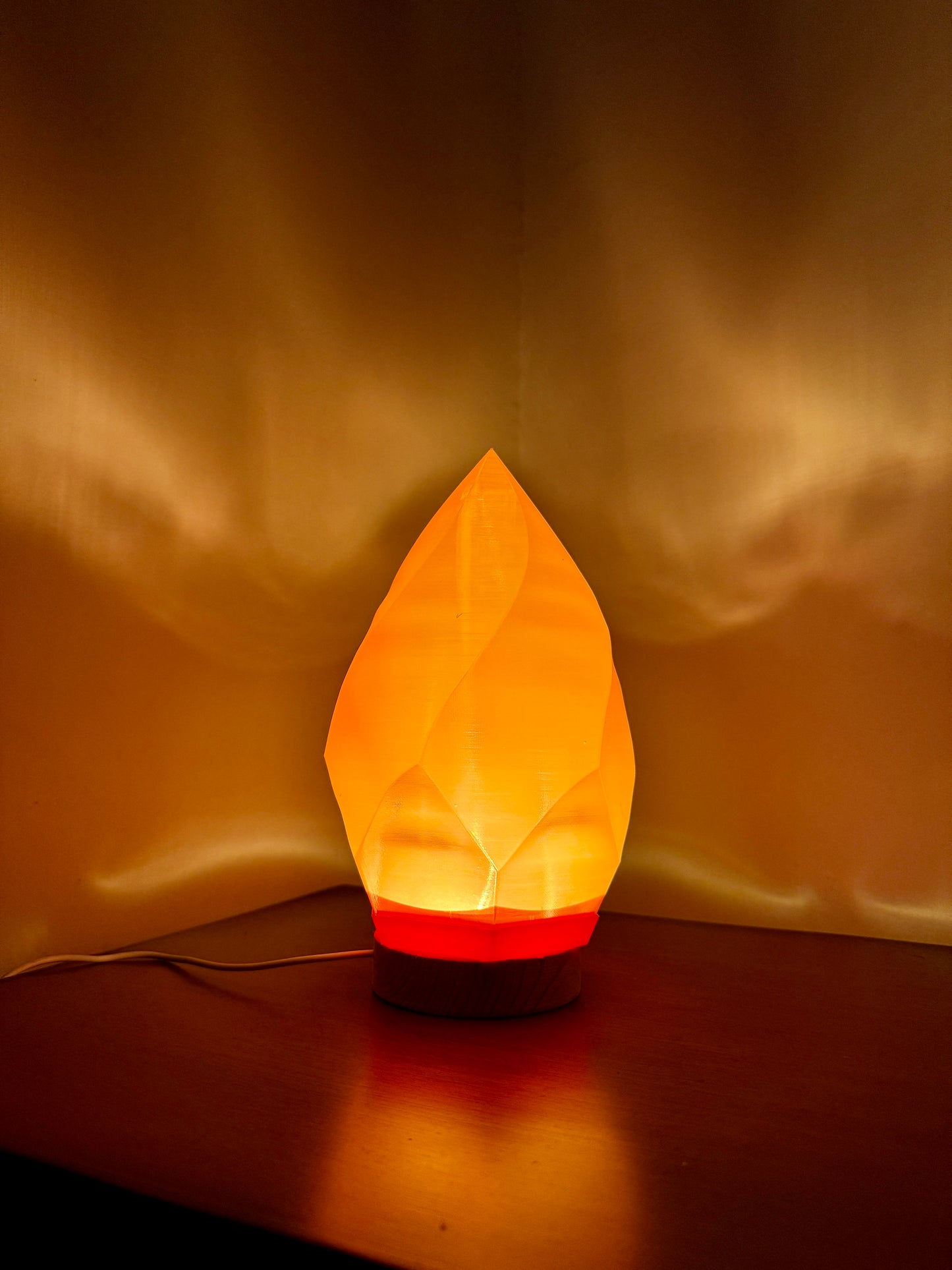 3D Printed Flame Lamp | Orange Lamp RGB LED with Remote | Hexentrix 3D