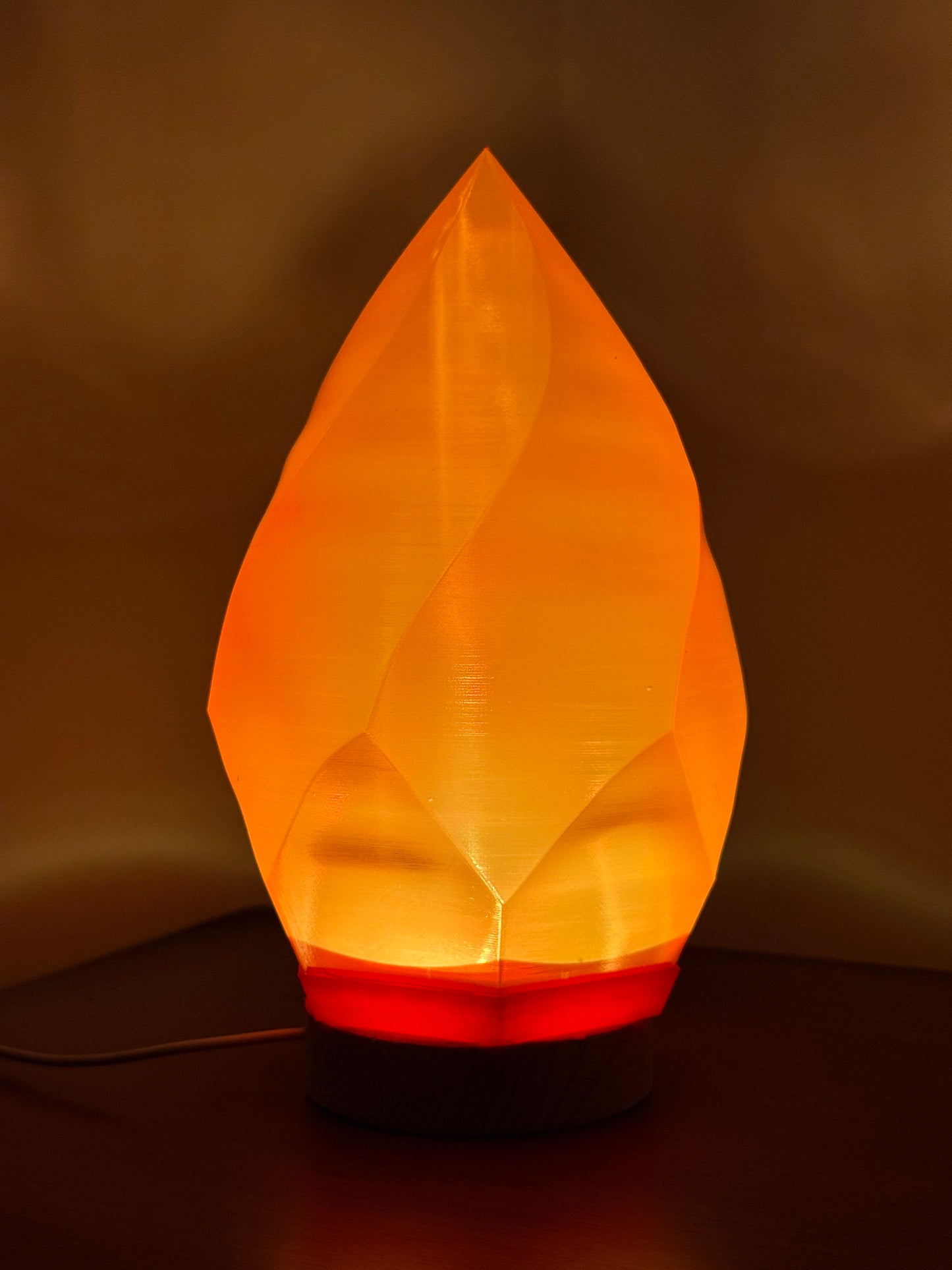 3D Printed Flame Lamp | Orange Lamp RGB LED with Remote | Hexentrix 3D