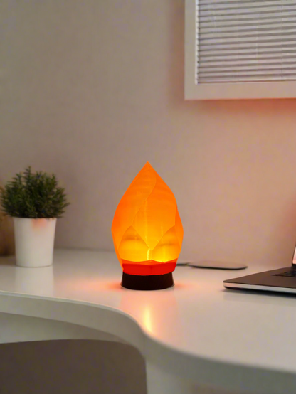 3D Printed Flame Lamp | Orange Lamp RGB LED with Remote | Hexentrix 3D